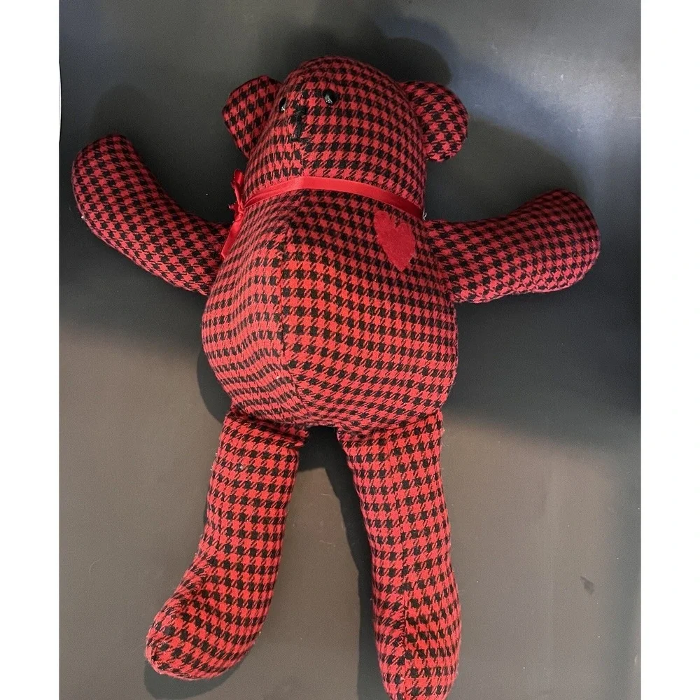 Custom Teddy Bear Red Black Flannel With Original Tag From Creator